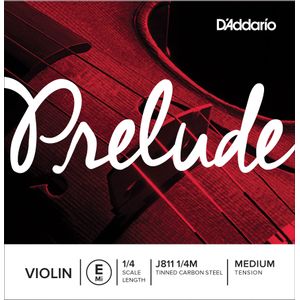 D'Addario Prelude Violin Single E String, 1/4 Scale, Medium Tension, Tinned Carbon Steel