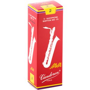 Vandoren Java Filed Red Cut Baritone Saxophone Reeds - #2, 5 Box