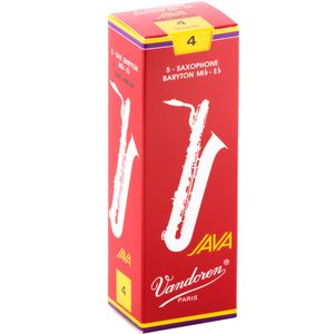 Vandoren Java Filed Red Cut Baritone Saxophone Reeds - #4, 5 Box