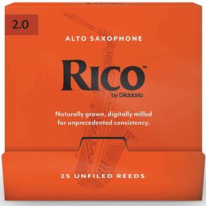 Rico Alto Saxophone Reeds - #2, 25 Box, Individually-Sealed