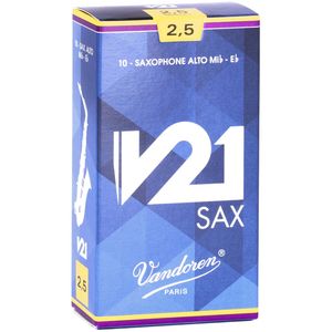 Vandoren V21 Alto Saxophone Reeds - #2.5, 10 Box