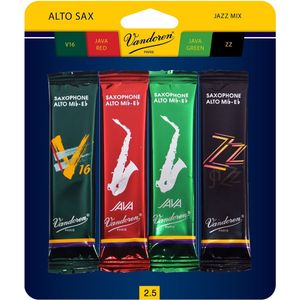 Vandoren Alto Saxophone Jazz Mix Reed Pack - #2.5, 4 Pack