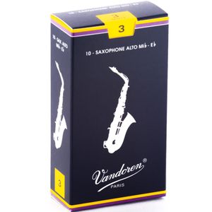 Vandoren Traditional Alto Saxophone Reeds - #3, 10 Box