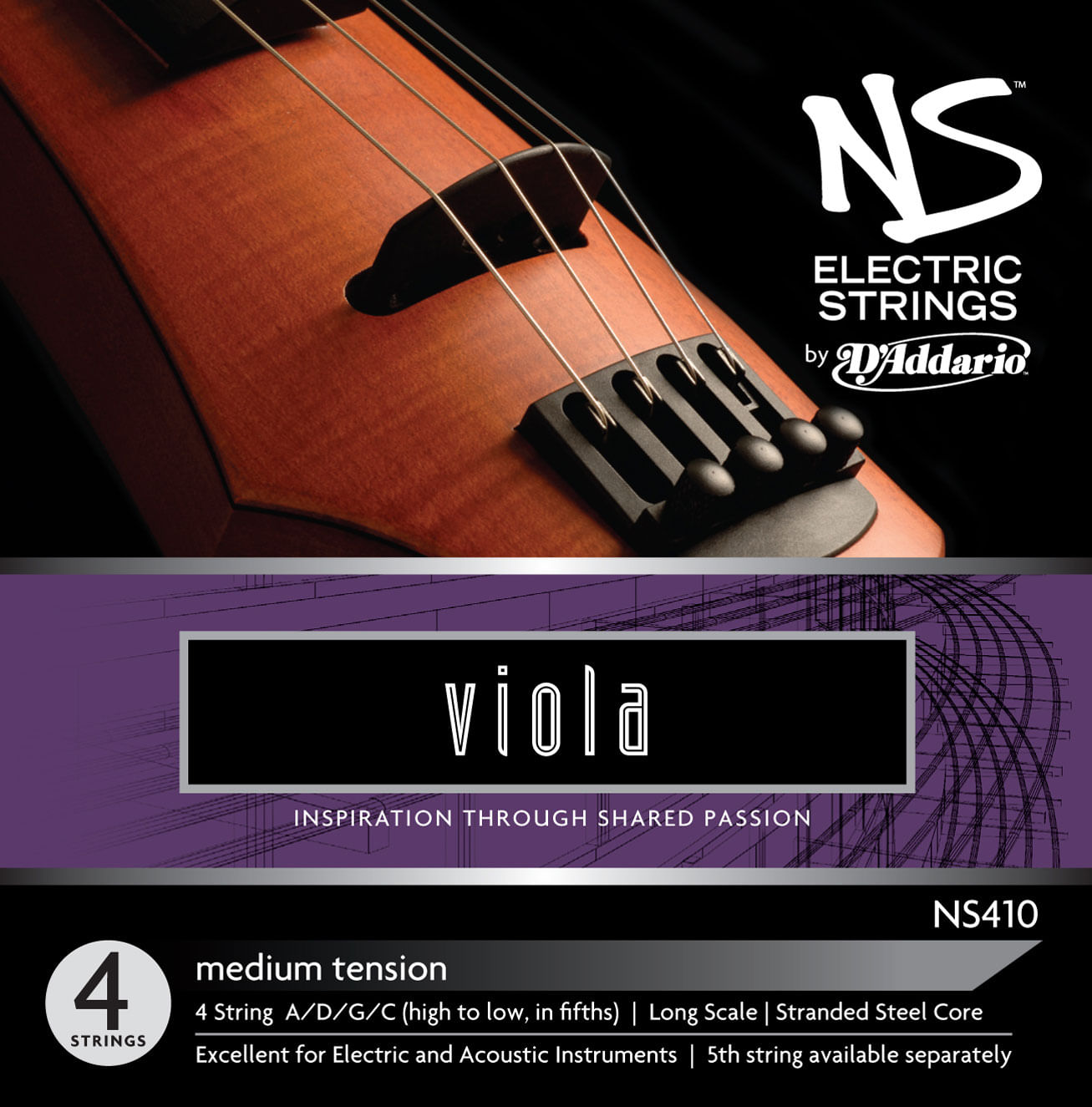 D'Addario NS Electric Viola String Set - Long, Medium