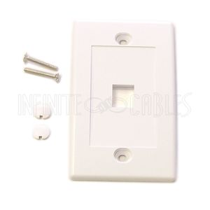 1 Port Plate: Cat5E Keystone White: WP-1P-WH