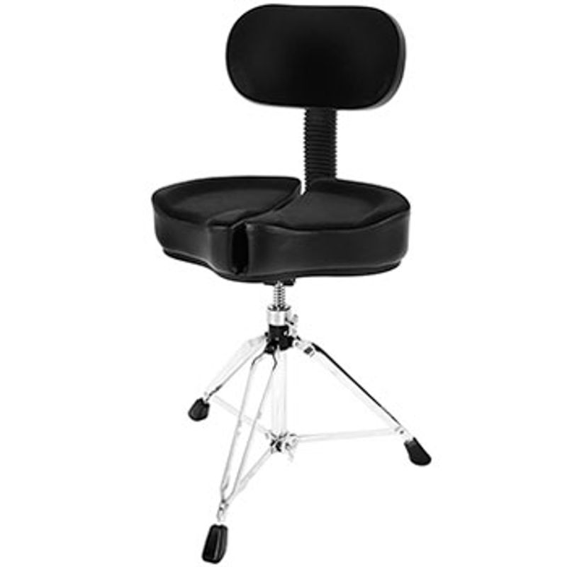 Ahead SpinalG Drum Throne with Back Rest Black, 3 Legs Cosmo Music