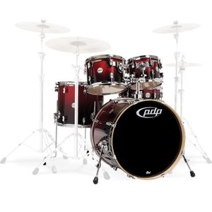 PDP Concept Maple 5-Piece Shell Pack - 22/14SD/16FT/12/10, Red to Black Fade