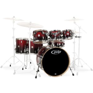 PDP Concept Maple 7-Piece Shell Pack - 22/14SD/16FT/14FT/12/10/8, Red to Black Fade