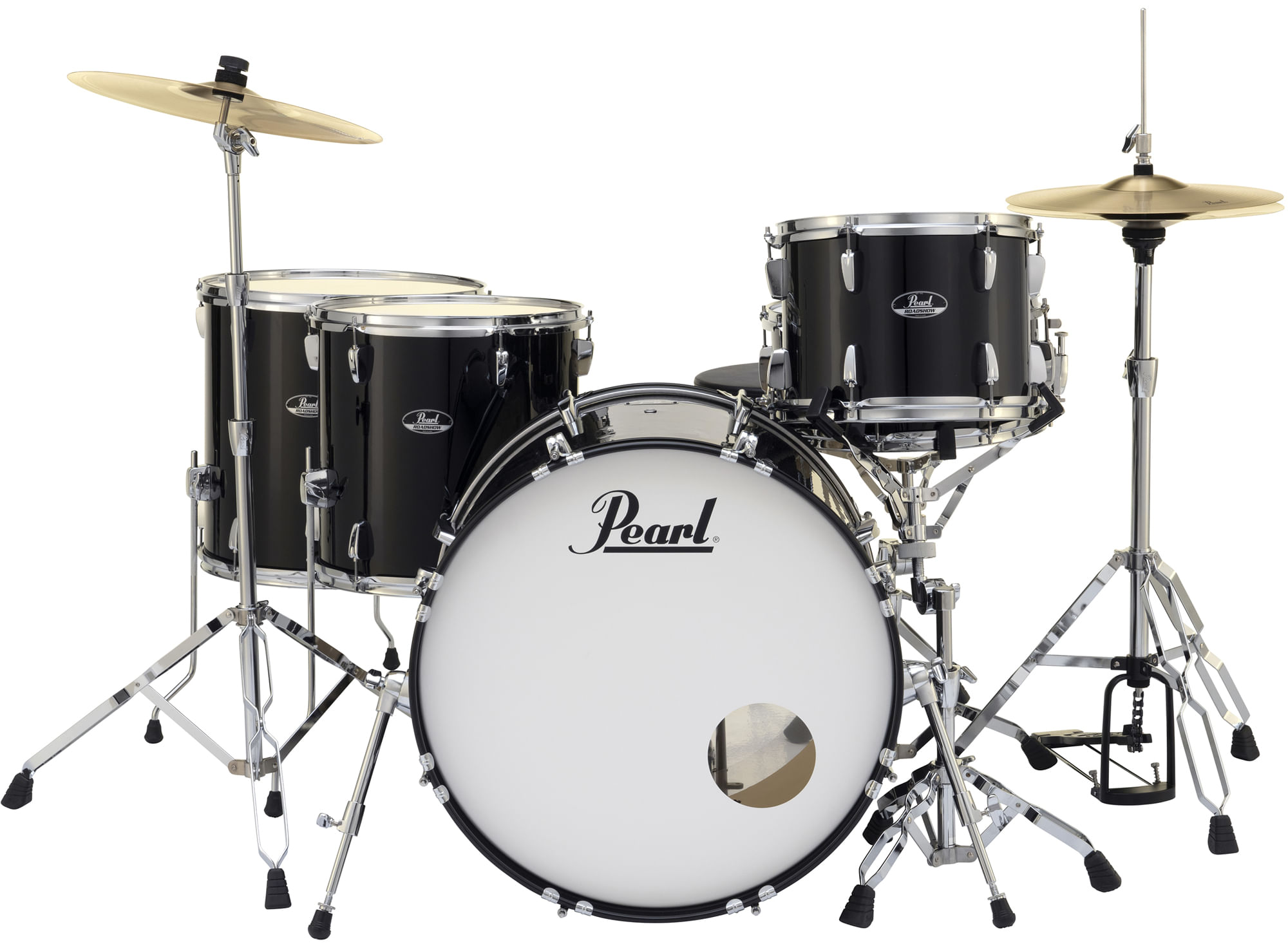 Pearl Roadshow 5-Piece Drum Set - 22/14SD/16FT/14FT/12, Hardware, Cymbals,  Throne, Jet Black