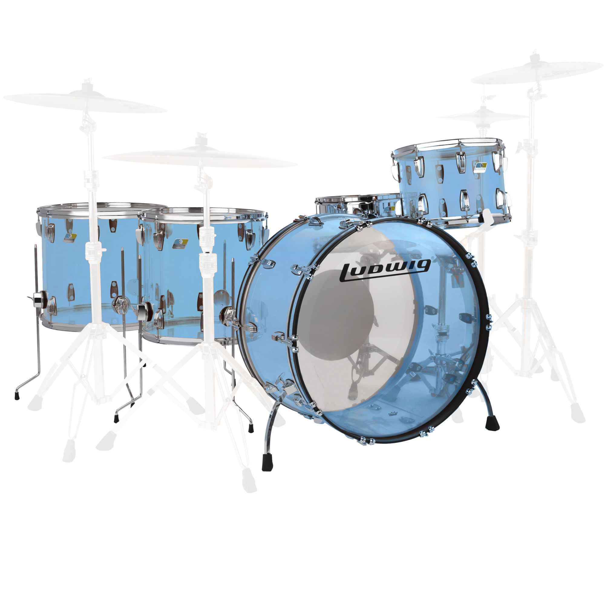 Ludwig Vistalite ZEP 5-Piece Shell Pack - 26/14SD/18FT/16FT/14, Blue