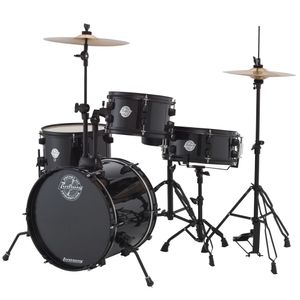 Ludwig Pocket Kit Series 4-Piece Drum Set - 16/12SD/13FT/10, Hardware, Cymbals, Throne, Black Sparkle