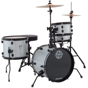 Ludwig Pocket Kit Series 4-Piece Drum Set - 16/12SD/13FT/10, Hardware, Cymbals, Throne, White Sparkle