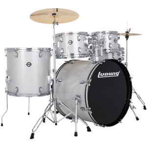 Ludwig Accent Drive 5-Piece Drum Kit - 22/14SD/16FT/12/10, Silver Sparkle