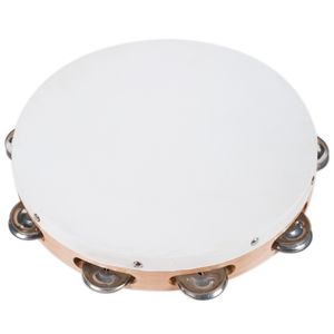 Duplex Tambourine with Skin Head - Single Jingle Row, 10"