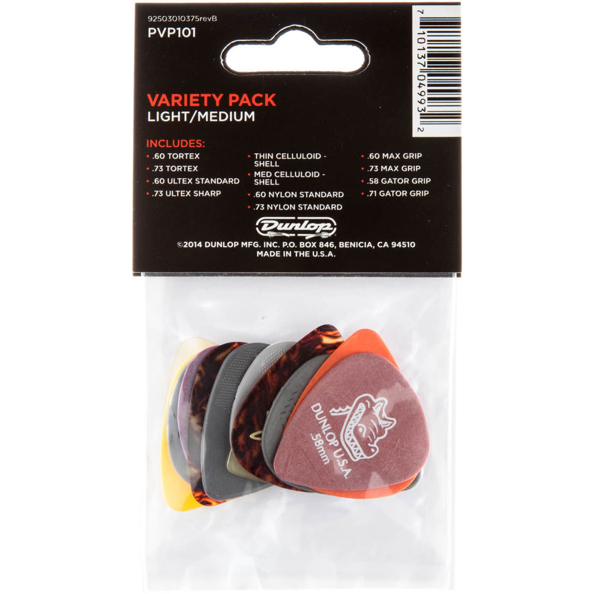 Dunlop Guitar Pick Variety Pack Light/Medium, 12 Pack Cosmo Music