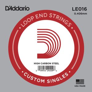 D'Addario LE016 Loop End Plain Steel Single String - 16