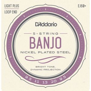D'Addario EJ60+ 5-String Banjo Strings - Lght Plus, 9.5-20