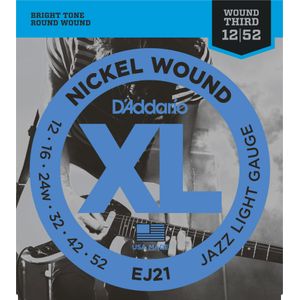 D'Addario EJ21 Nickel Wound Electric Guitar Strings - Jazz Light, 12-52