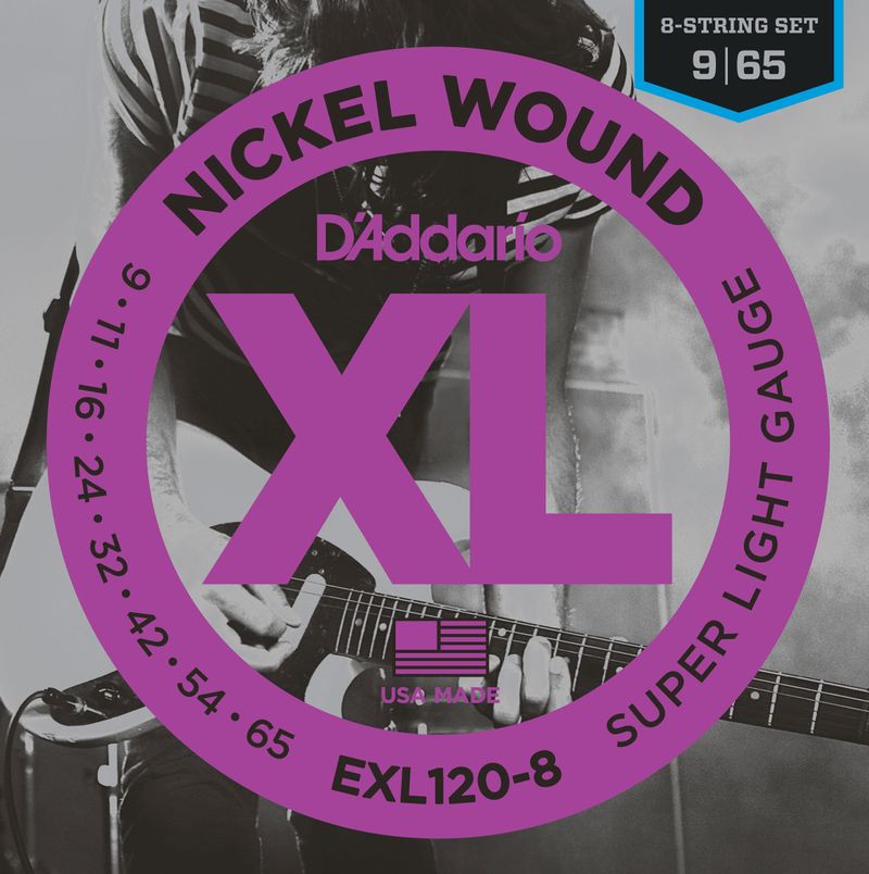 D Addario XL Nickel Wound 8 String Electric Guitar Strings Super Light 9 65 Cosmo Music