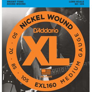 D'Addario EXL160 XL Nickel Wound Bass Guitar Strings - Long, 50-105