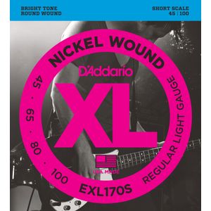 D'Addario EXL170S Nickel Wound Bass Guitar Strings - Light 45-100, Short Scale