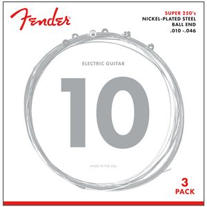 Fender Super 250 Nickel Plated Steel Strings - Ball End, 10-46, 3 Pack