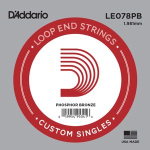 D'Addario LE078PB Loop End Single Guitar String - Phosphor Bronze, 78