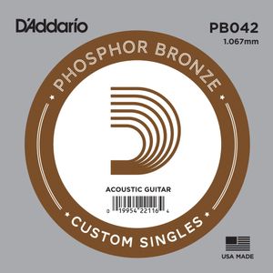 D'Addario PB042 Bulk Phosphor Bronze Wound Guitar Single String - .042 Gauge