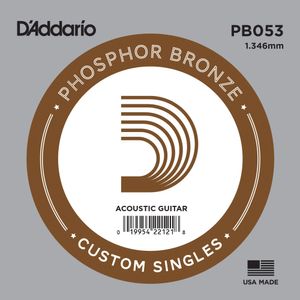 D'Addario PB053 Phospher Bronze Wound Single Acoustic Guitar String - 53