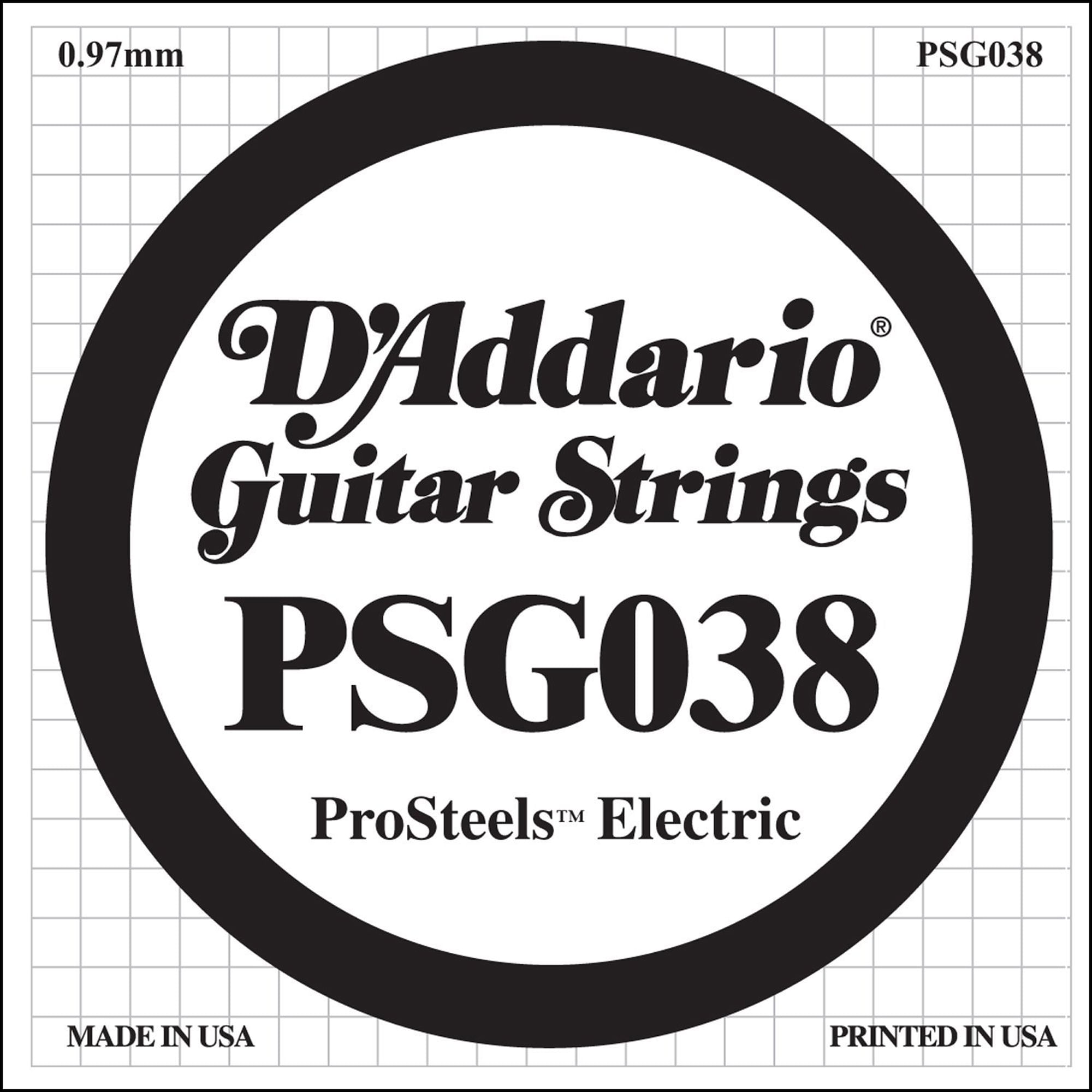 D Addario PSG038 XL ProSteel Single Electric Guitar Strings 38