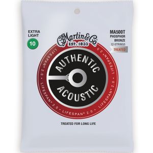 Martin Authentic Lifespan 2.0 Acoustic Guitar Strings - 12 String, 92/8, Extra Light