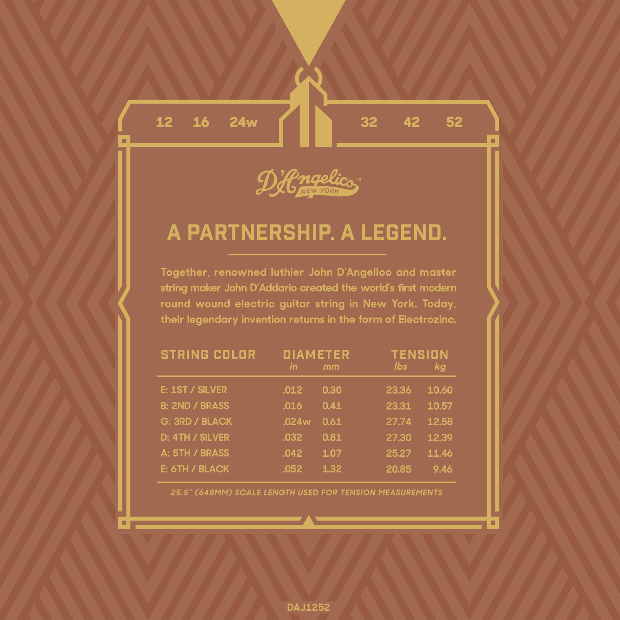 D'Angelico Electrozinc Jazz Electric Guitar Strings 1252 Cosmo Music