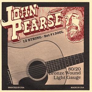 John Pearse 1300L 80/20 Bronze Wound 12-String Acoustic Guitar Strings - Light, 10-47