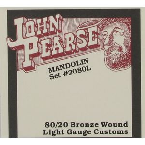 John Pearse JP2080L 80/20 Mandolin Strings - Light Custom, Bronze Wound