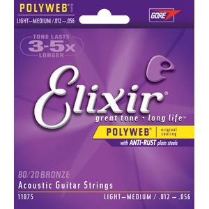 Elixir Polyweb 80/20 Bronze Acoustic Guitar Strings - Extra Light, 10-47