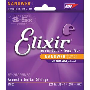 Elixir Nanoweb 80/20 Acoustic Guitar Strings - Extra Light