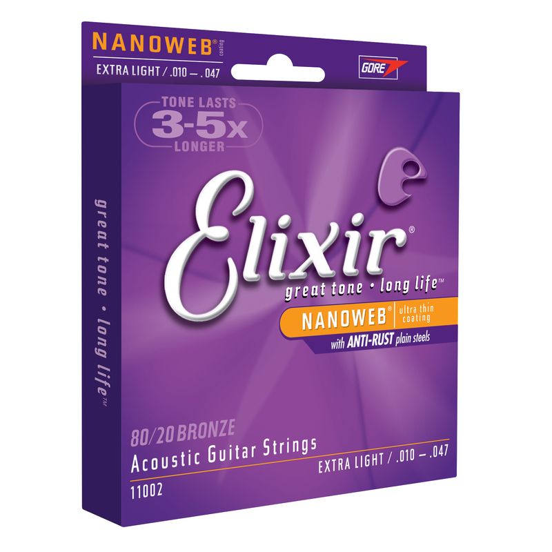 Elixir Nanoweb 80 20 Acoustic Guitar Strings Extra Light Cosmo