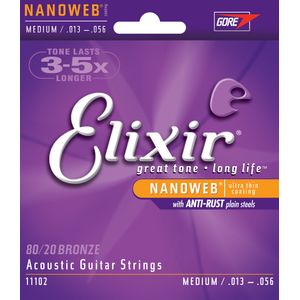 Elixir Nanoweb 80/20 Acoustic Guitar Strings - Medium