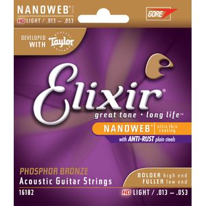 Elixir Nanoweb Phosphor Bronze Acoustic Guitar Strings - HD Light .013 - .053