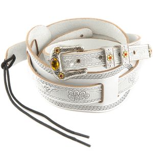 Gretsch Tooled Vintage Leather Guitar Strap - White