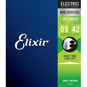 Elixir Electric Nickel Plated Steel Strings with OPTIWEB Coating - Super Light, .009-.042