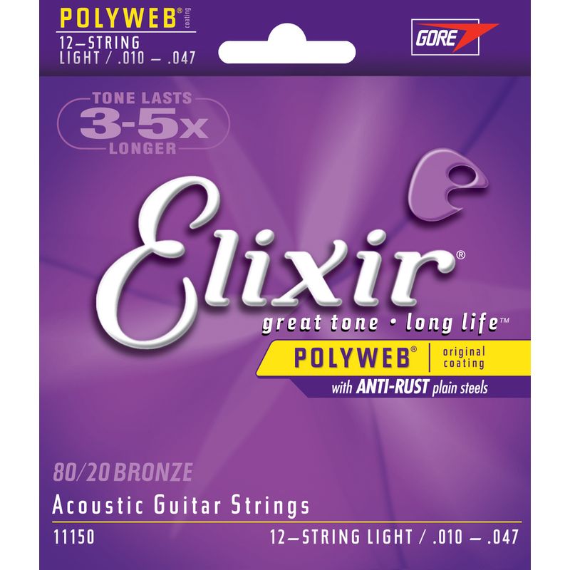 Elixir Polyweb 80 20 Bronze Acoustic Guitar Strings 12 String