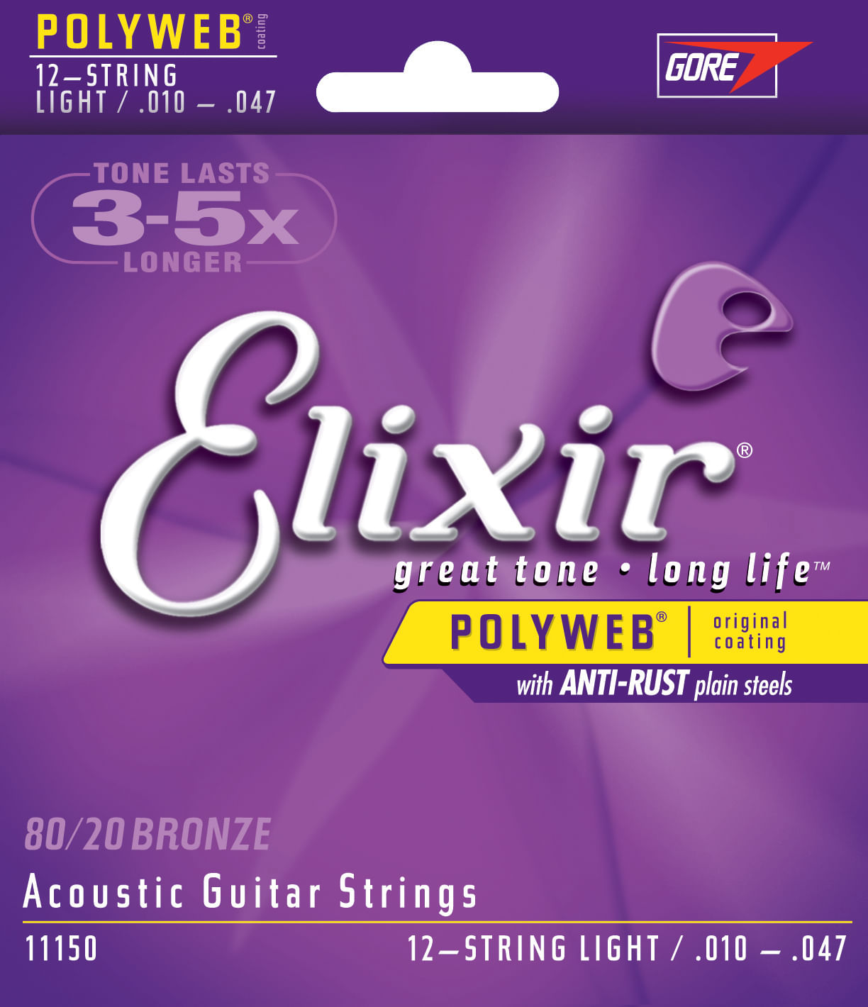 Elixir Polyweb 80 20 Bronze Acoustic Guitar Strings 12 String