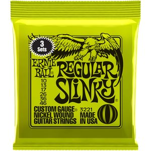 Ernie Ball Regular Slinky Nickel Wound Electric Guitar Strings - 10-46, 3 Pack