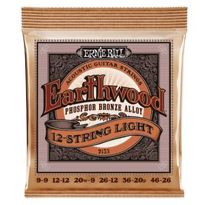 Ernie Ball PO2153 Earthwood 12-String Phosphor Bronze Acoustic Guitar Strings - Light