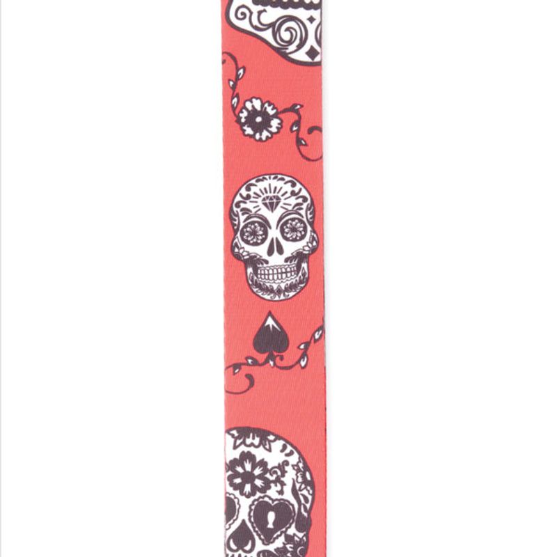 Red Padded Metal Skull Guitar Strap