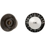 Gibson PRMK-010 Top Hat Style Knobs - Black with Silver Metal Insert, Set  of 4