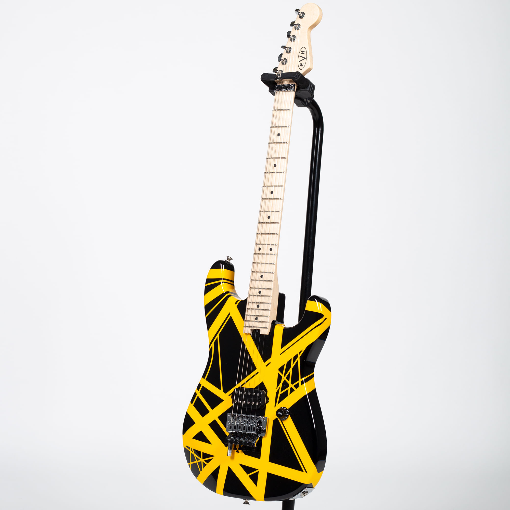 EVH Striped Series Electric Guitar - Maple, Black with Yellow Stripes 