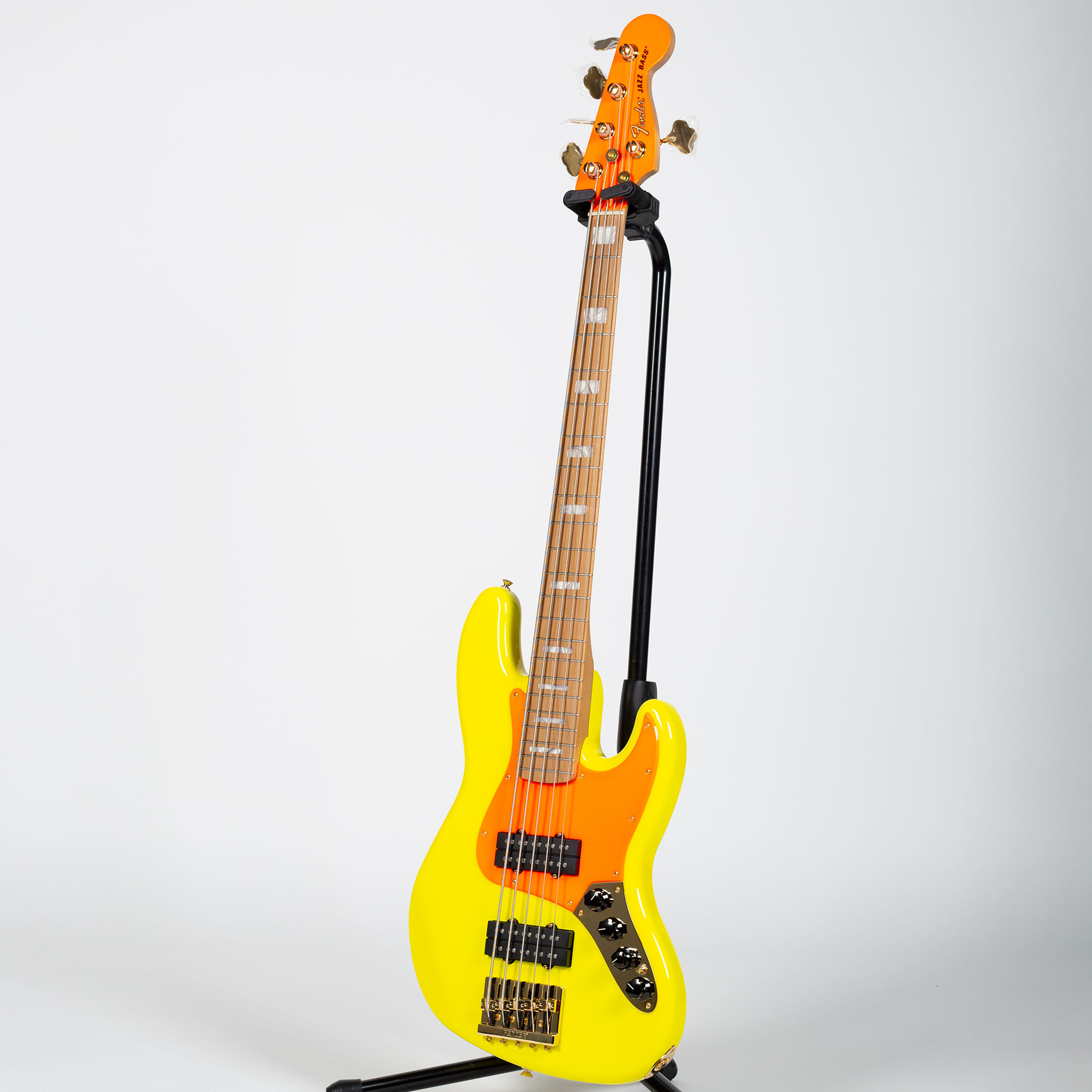 Fender MonoNeon Jazz Bass V - Maple, Neon Yellow - Cosmo Music