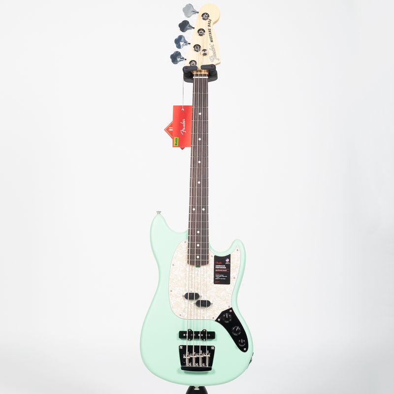 Fender American Performer Mustang Bass - Rosewood, Satin Surf Green